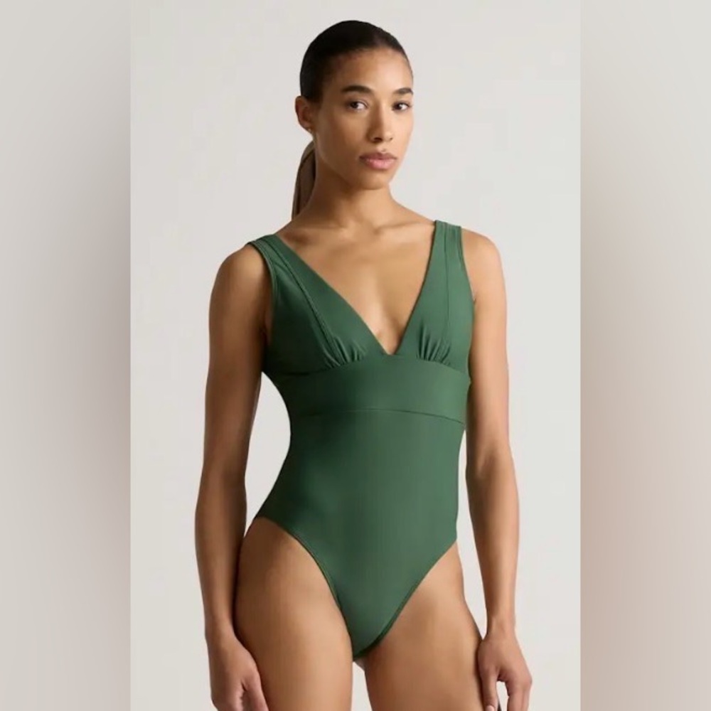Quince Palm Italian plunge one piece Swimsuit Medium